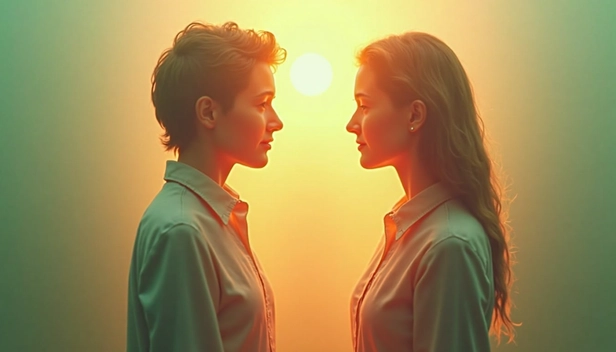 Illustration de deux personnages se regardant avec confiance, représentant la transparence et le respect de
  l'utilisateur.