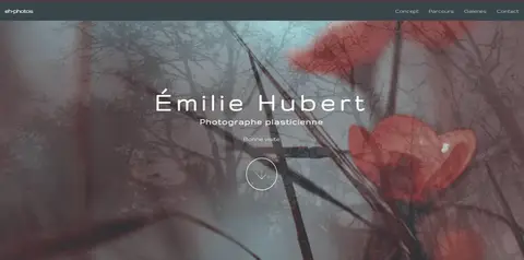 Capture d'écran du site web créé pour Émilie Hubert, photographe plasticienne.
